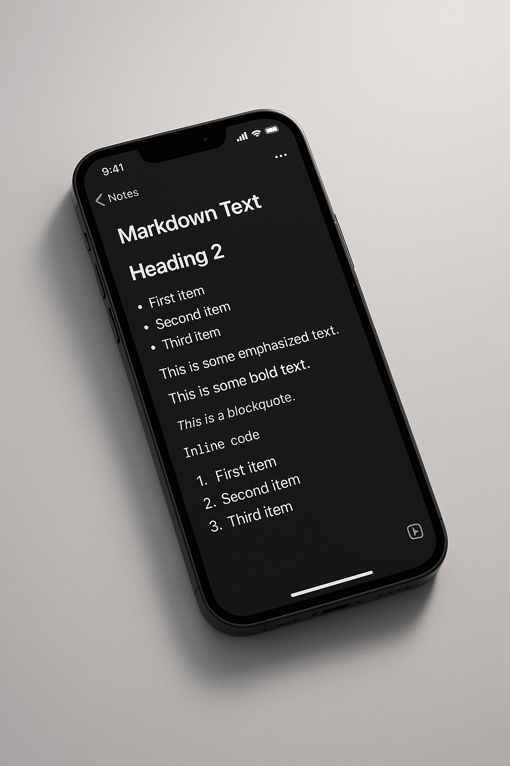 LightNotes app on iPhone - best Markdown app for iOS