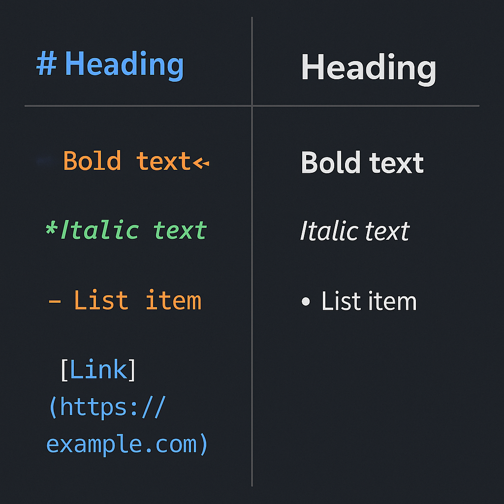 Markdown syntax visual guide